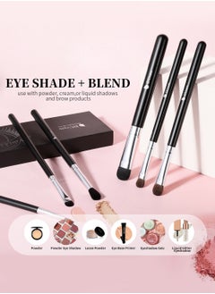 DUcare Eyeshadow Brush Set 6pcs Premium Eye Makeup Brushes Professional Eyeshadow Brushes with Double Ended Angled Eyebrow Brush Concealer Blending Eyeliner Black  - Image 3