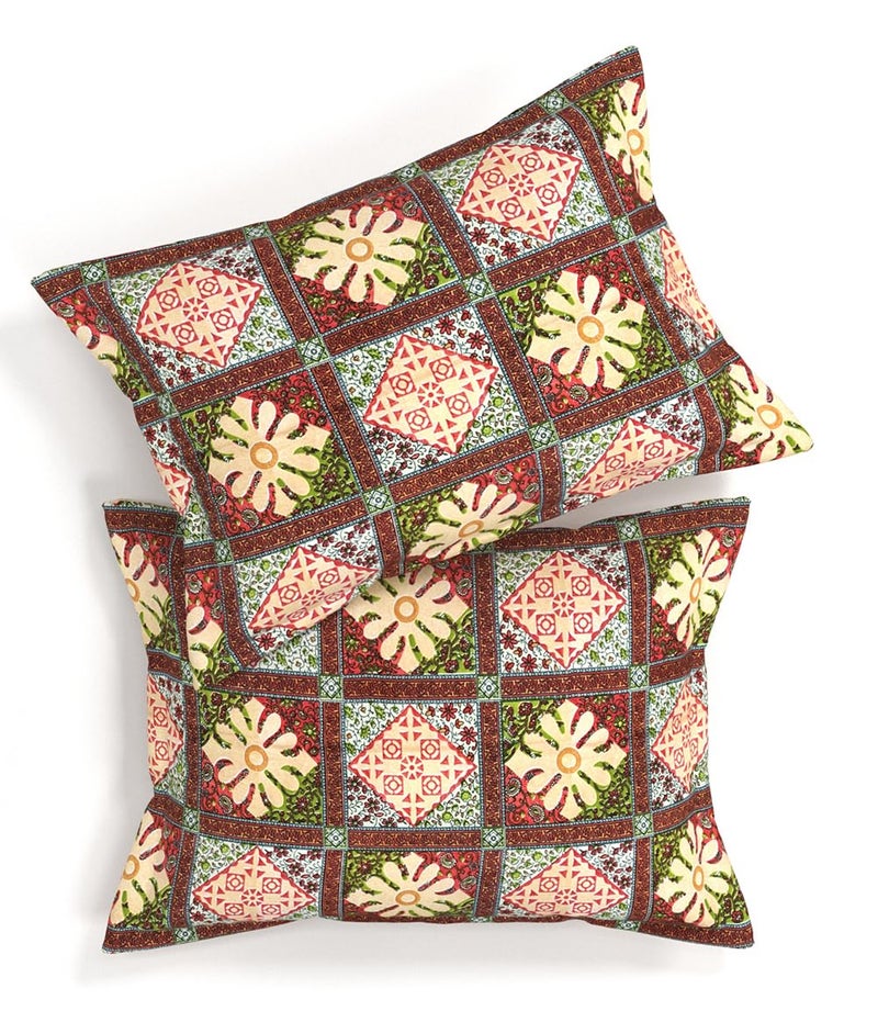 BSB HOME بي إس بي هوم شراشف سرير مزدوج من ميكروفايبر نقي بطباعة جايبوري راجستاني مع 2 غطاء وسادة 144tc قابل للتنفس وخالي من التجاعيد - بيج وأخضر - Image 3