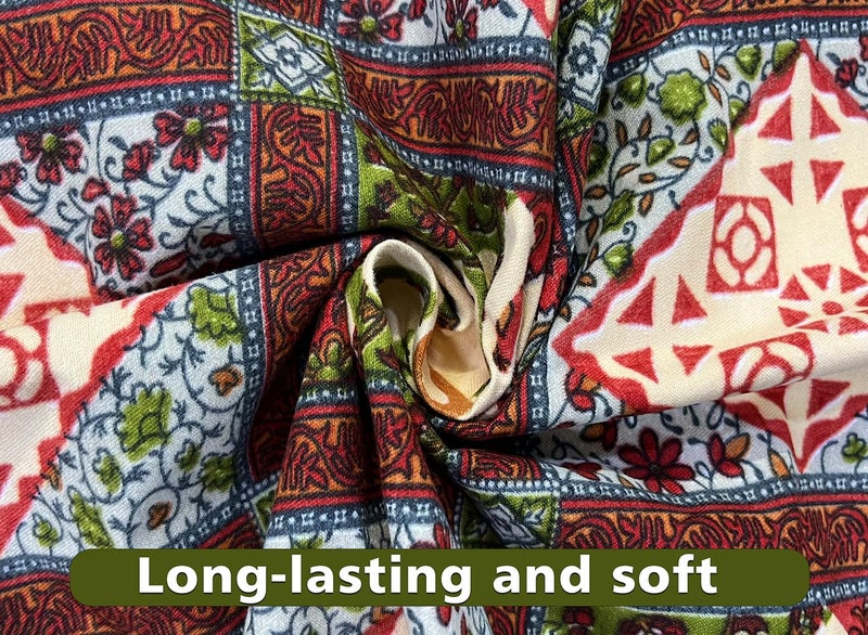 BSB HOME بي إس بي هوم شراشف سرير مزدوج من ميكروفايبر نقي بطباعة جايبوري راجستاني مع 2 غطاء وسادة 144tc قابل للتنفس وخالي من التجاعيد - بيج وأخضر - Image 2