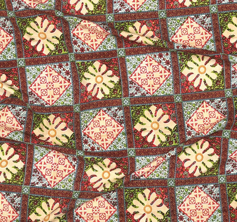 BSB HOME بي إس بي هوم شراشف سرير مزدوج من ميكروفايبر نقي بطباعة جايبوري راجستاني مع 2 غطاء وسادة 144tc قابل للتنفس وخالي من التجاعيد - بيج وأخضر - Image 4