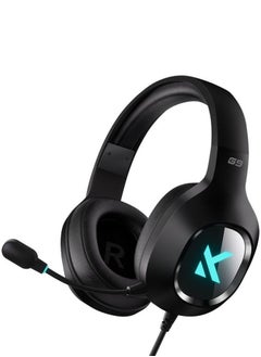 G9 Black Wired Gaming Headset with C-Media Sound Card, 50mm Composite Diaphragm Driver, 7.1 Surround Sound, 360° Noise-Canceling Microphone, RGB Lighting, PU Leather Earcups, Music & Game Modes (Game Mode 1 & 2), Compatible with Desktop, Laptop, PlayStation - 220g | MC-G9-1