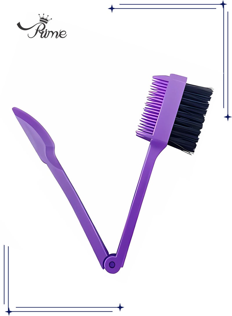 Prime Foldable 3 in 1 Hair Edge Control Brush Comb Eyebrow Brush Double Sided Edge Brush for Hairstyling - Image 1