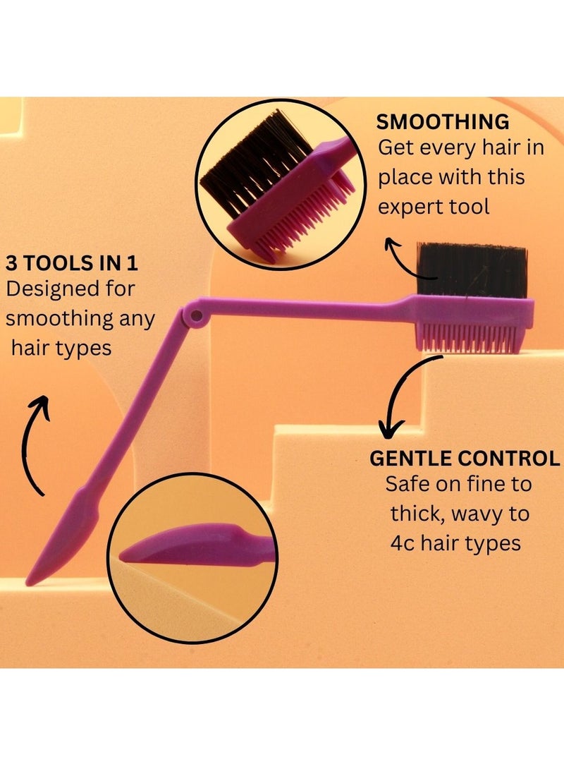 Prime Foldable 3 in 1 Hair Edge Control Brush Comb Eyebrow Brush Double Sided Edge Brush for Hairstyling - Image 2