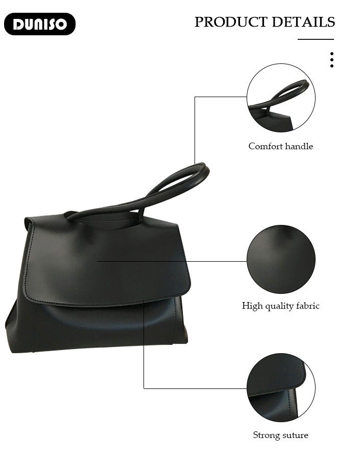 DUNISO Women's Shoulder Tote Bag Faux Leather Handbag For Women Large Capacity Bucket  Crossbody Bag Fashionable Travel Messenger Bag Shoulder Bag For Ladies Girls College Students - Image 2