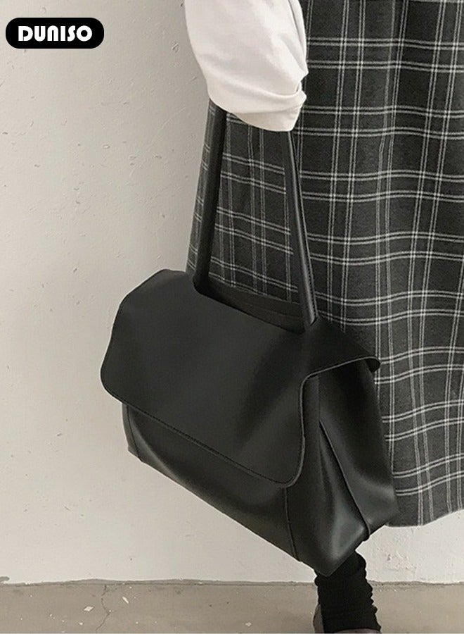 DUNISO Women's Shoulder Tote Bag Faux Leather Handbag For Women Large Capacity Bucket  Crossbody Bag Fashionable Travel Messenger Bag Shoulder Bag For Ladies Girls College Students - Image 5