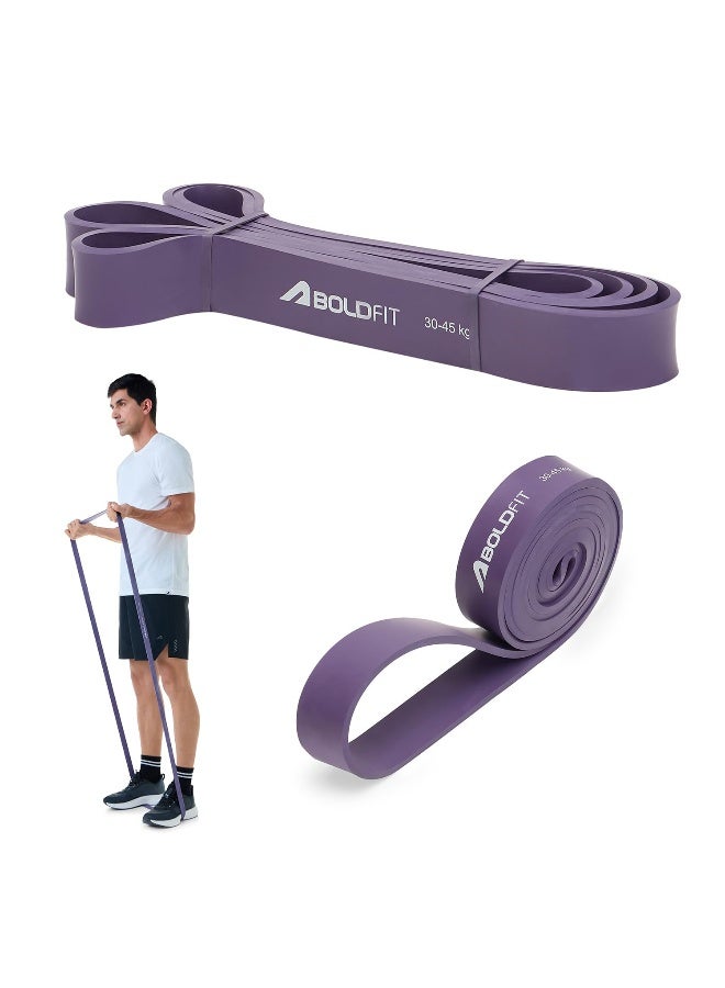 BOLDFIT شريط مقاومة ثقيل من المطاط الطبيعي لمجموعة تمارين التمدد والسحب للمنزل والجمنازيوم للرجال والنساء، شريط مقاومة حلقي، شريط تنغيم بنفسجي (30-45 كجم) - Image 4