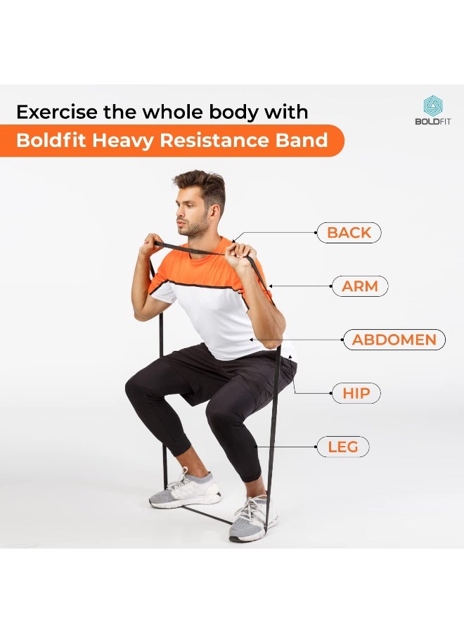 BOLDFIT شريط مقاومة ثقيل من المطاط الطبيعي لمجموعة تمارين التمدد والسحب للمنزل والجمنازيوم للرجال والنساء، شريط مقاومة حلقي، شريط تنغيم بنفسجي (30-45 كجم) - Image 3