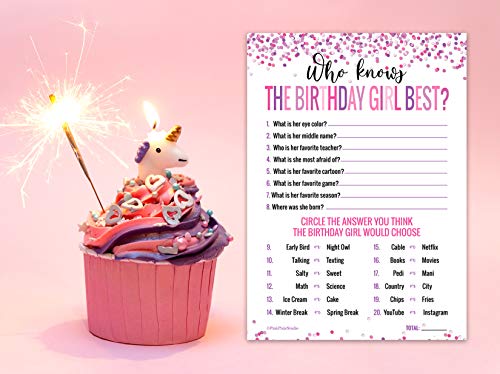 Pink Pixie Studio 30 Who Knows The Birthday Girl Best Game Cards- for Child or Teen- Fun and Easy Game for Party or Sleepover- Girl Birthday Supplies, Activity, Decorations - Image 4
