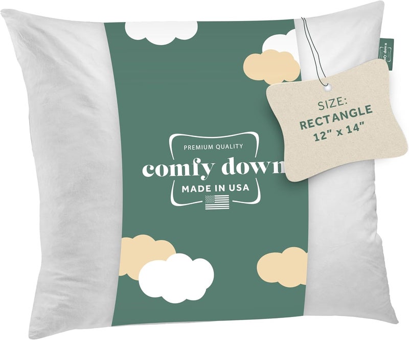 ComfyDown Decorative Throw Pillow Insert, Down and Feather Fill, 100% Cotton Cover, 233 Thread Count - Made in USA (12 X 14) - Image 1