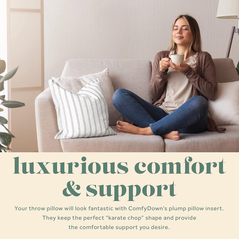 ComfyDown Decorative Throw Pillow Insert, Down and Feather Fill, 100% Cotton Cover, 233 Thread Count - Made in USA (12 X 14) - Image 3