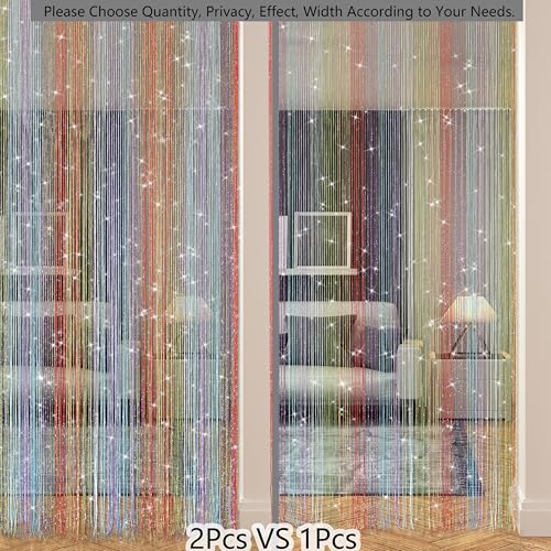 Transcosy Door String Curtains Living Room Divider,Doorway Hanging Hippie Sequin Fringe Curtain Closet Window Wall Panels Kitchen Party Decorations Tassel Screen (1, Rainbow) - Image 3