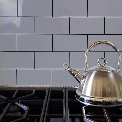 AULIGET 100-Piece Polished Grey Thick PVC Peel and Stick Backsplash  3"" x 6"" Waterproof Subway Tile Peel and Stick Wall Tiles for Kitchen & Bathroom - Image 5