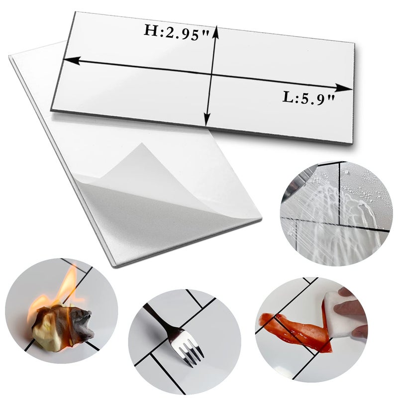 AULIGET 100-Piece Polished Grey Thick PVC Peel and Stick Backsplash  3"" x 6"" Waterproof Subway Tile Peel and Stick Wall Tiles for Kitchen & Bathroom - Image 4