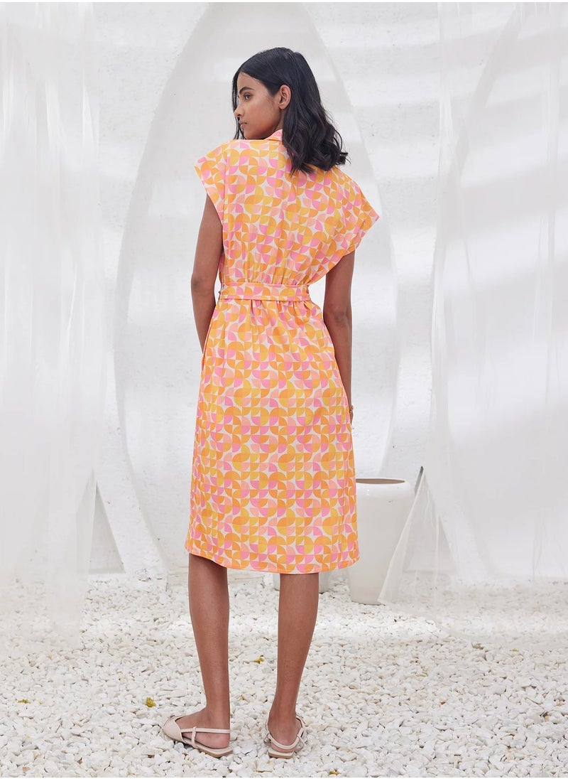 Salt Attire Trendy Knee-Length Dress Featuring a Bold Geometric Pattern, Collared V Neckline, and Stylish Buckled Fabric Belt – Perfect for Modern Elegance and Versatile Wear - pzsku/Z6159A473E8654104492BZ/45/_/1732537465/aca6c36d-1193-4fbc-a534-fde19bf78494