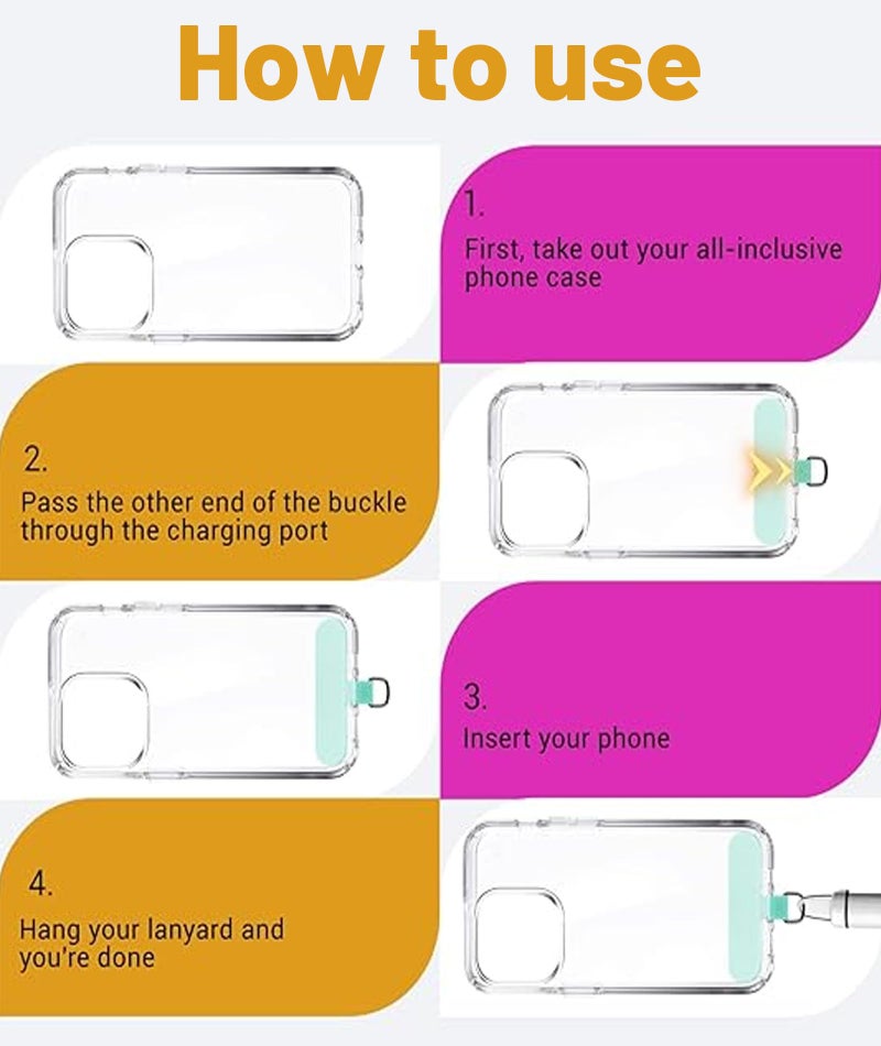 Aeenioy 12Pcs Phone Tether Tab, Phone Tag, Universal Phone Lanyard Patch, Cell Phone Replacement Pad, Compatible for iPhone & Other Cell Phone（12Color） - Image 4