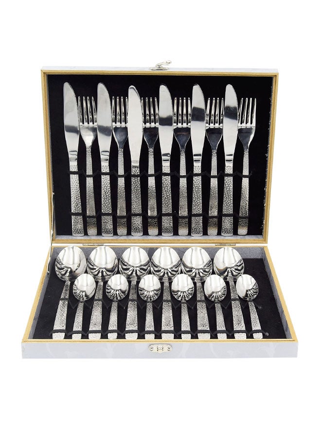 Alyashmac 24-Piece Stainelss Steel Cutlery Set Silver 32x26x5centimeter - Image 1