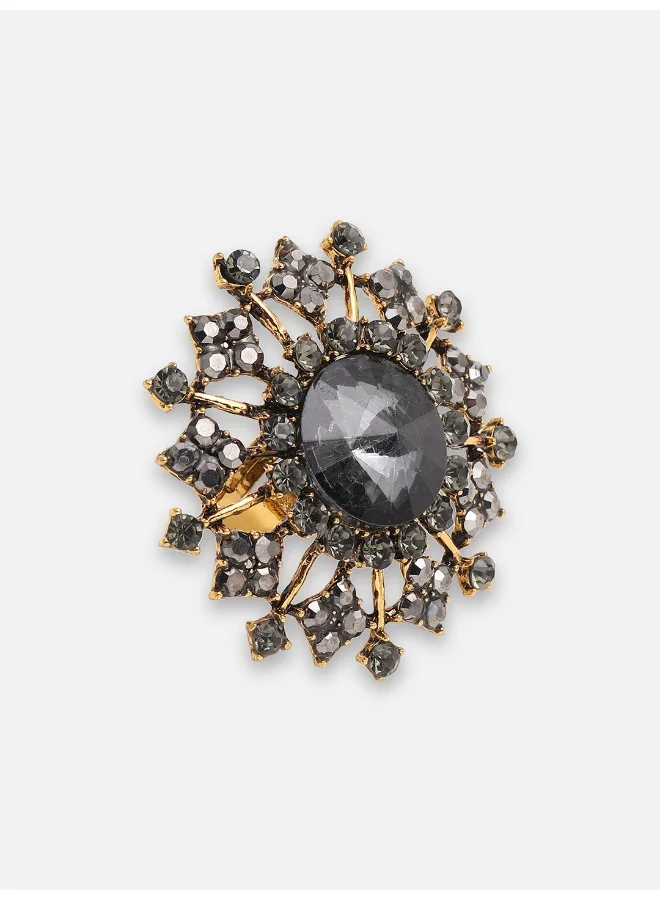 سوهي خاتم حجر مصمم للحفلات مطلي بالذهب