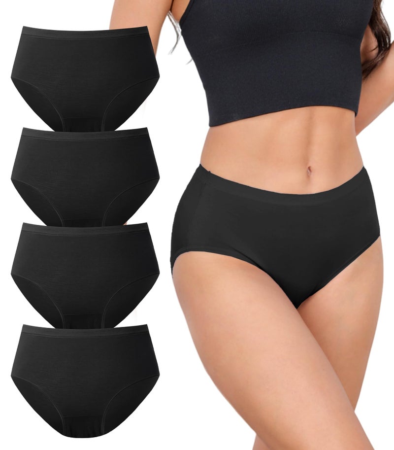 DAVID ARCHY Womens Underwear, Bamboo Rayon Women's Briefs - Moisture Wicking Panties, Soft & Breathable, 4 Pack Black - Image 1