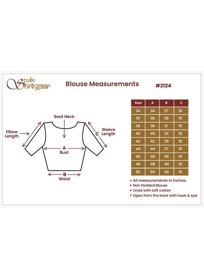 Studio Shringaar Women's Readymade Brocade Elbow Length Sleeves Saree Blouse (Black, 42) - Image 4