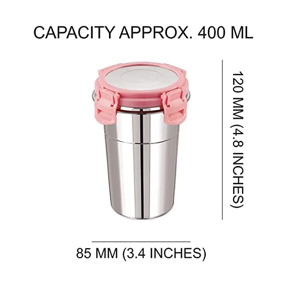 DARSHANAM WORLD Stainless Steel Tumbler with Lid | Glass Tumbler Steel lid | Steel Glass with Lid | Airtight Freezer Safe Capacity 400 ML (400 ML) - Image 3