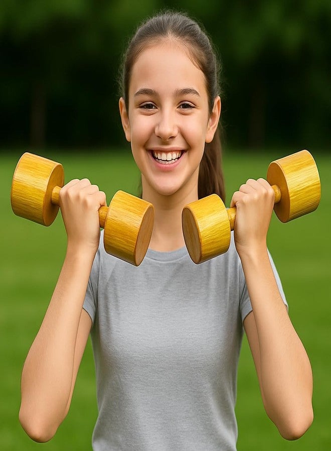 Aywal Wooden Dumbbells For Pt | For Kids | For Warm Up Exercises | For Girls And Boys | Premium Wood | Good Finishing |,Brown, 300 Grams brown color 2 pc - Image 4
