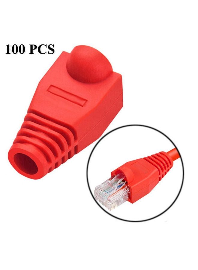 BURAQ Network Cable Boots Cap Cover for RJ45, Red (100 pcs in one packaging , the price is for 100 pcs)(Red) - Image 1