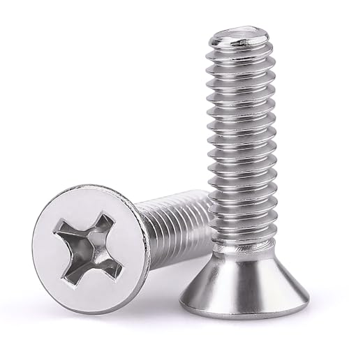 EASTLO #4-40 x 1/2" Flat Countersunk Head Machine Screws, Phillips Drive, 304 Stainless Steel 18-8, Full Thread, Coarse Thread UNC, 100 PCS - Image 1