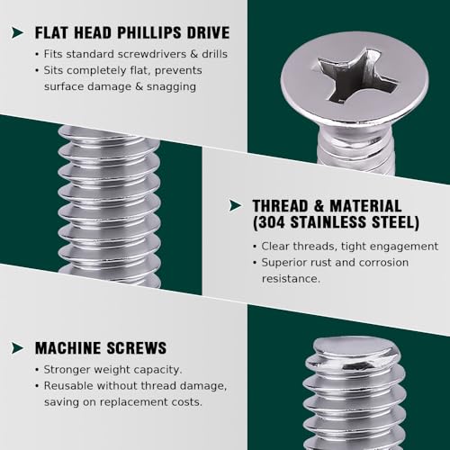EASTLO #4-40 x 1/2" Flat Countersunk Head Machine Screws, Phillips Drive, 304 Stainless Steel 18-8, Full Thread, Coarse Thread UNC, 100 PCS - Image 5