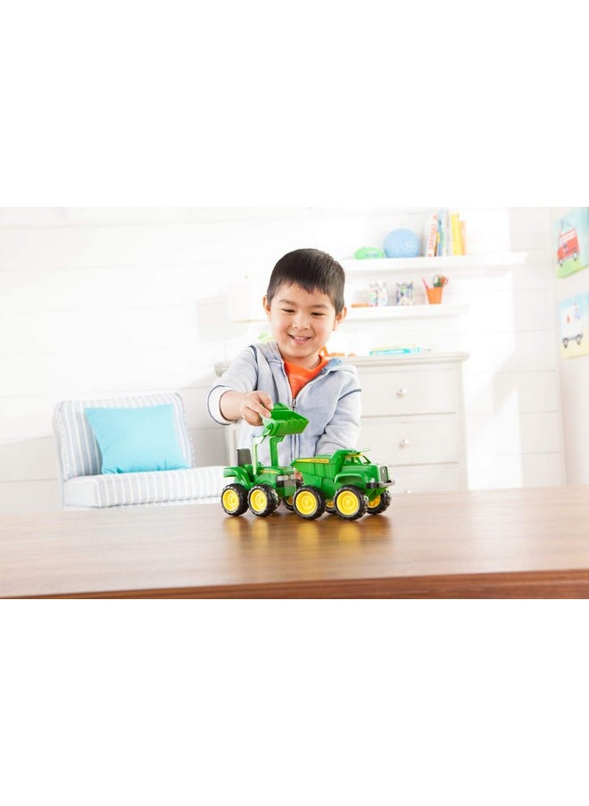 John Deere John Deere Vehicle Set - Includes Dump Truck Toy and Tractor Toy with Loader - Kids Outdoor Toys - Kids Construction Toys and Sandbox Toys - 6 Inches - 2 Count - Ages 18 Months and Up  - Image 2
