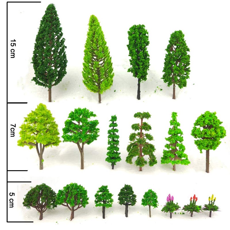 Tazimi 60 Pieces Model Trees 1.36-6 inch Mixed Model Tree Train Scenery Architecture Trees Fake Trees for DIY Crafts, Building Model, Scenery Landscape Natural Green - Image 2