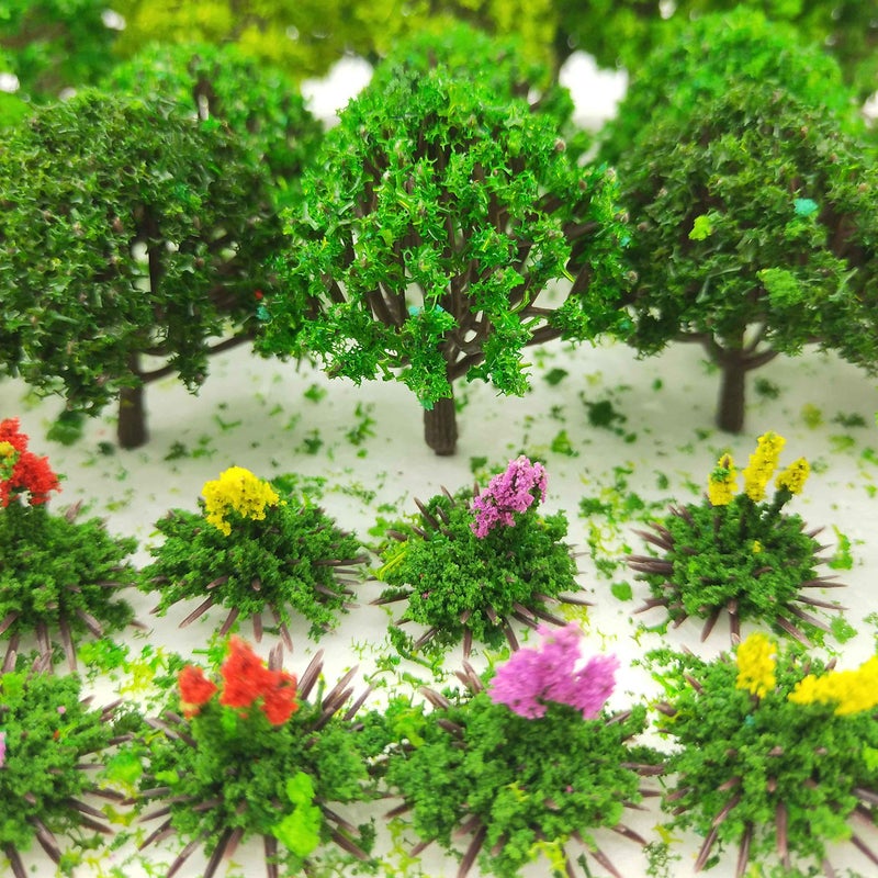 Tazimi 60 Pieces Model Trees 1.36-6 inch Mixed Model Tree Train Scenery Architecture Trees Fake Trees for DIY Crafts, Building Model, Scenery Landscape Natural Green - Image 5