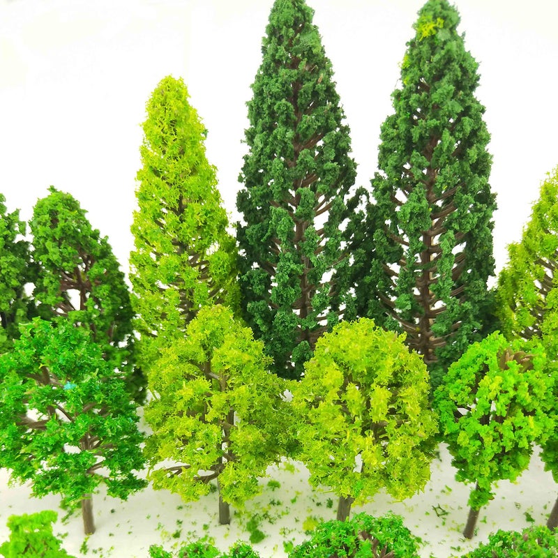 Tazimi 60 Pieces Model Trees 1.36-6 inch Mixed Model Tree Train Scenery Architecture Trees Fake Trees for DIY Crafts, Building Model, Scenery Landscape Natural Green - Image 4