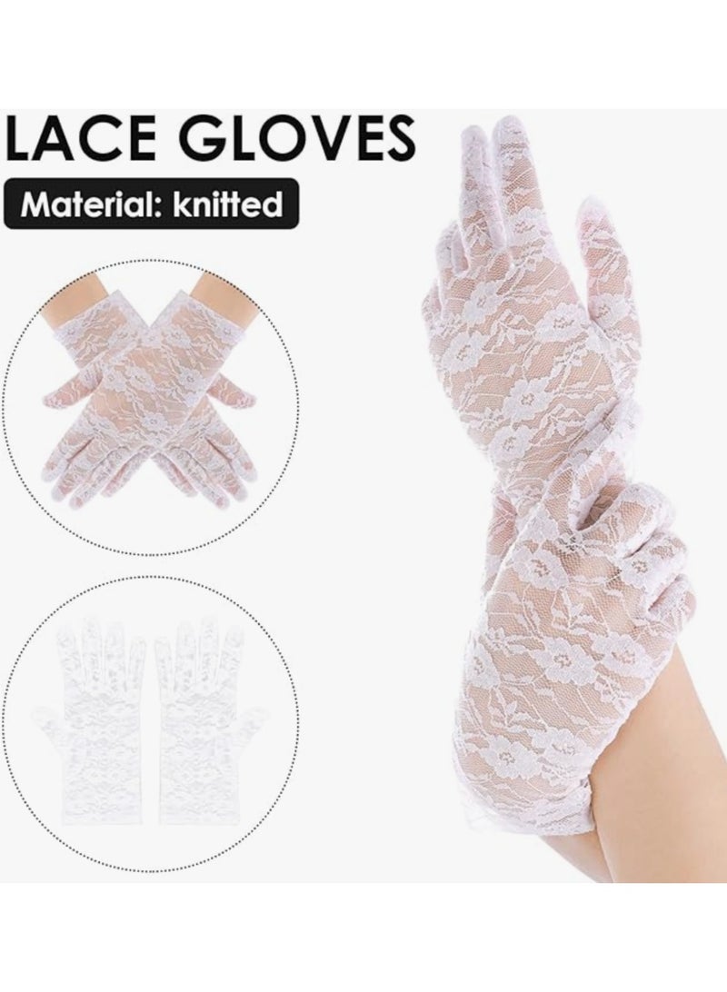 قفازات دانتيل نسائية على شكل زهور قفازات زفاف قفازات شبكية للحفلات - Image 3