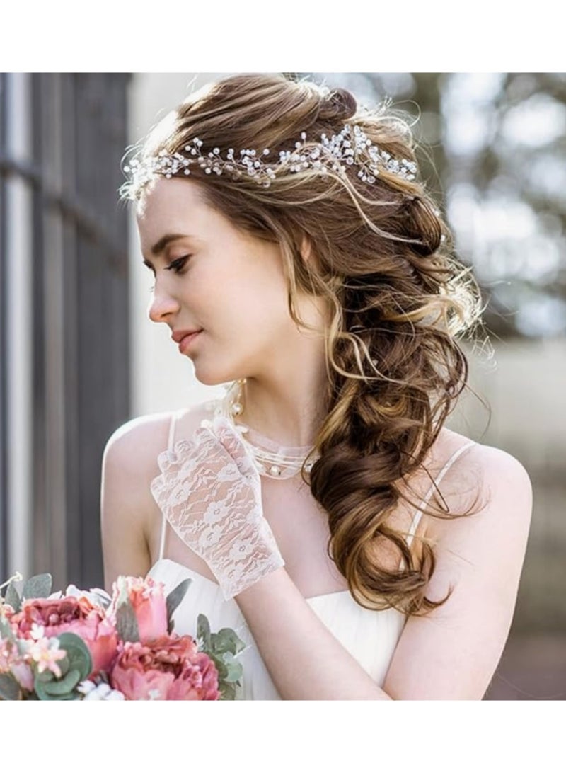 قفازات دانتيل نسائية على شكل زهور قفازات زفاف قفازات شبكية للحفلات - Image 4