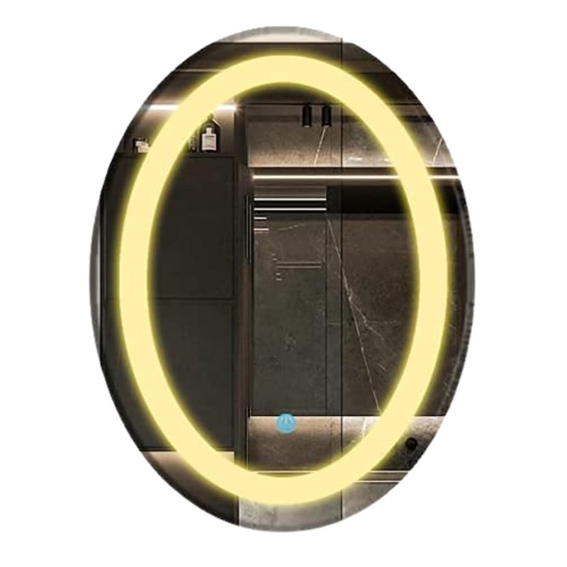PRINCE ART LED Mirror Glass Bathroom Wall Decorative Led Mirror with Touch Sensor Lights Cabinet Vanity Wall Design Darpan Full Length for Home 18x24 Inch Oval DH1 - Image 2