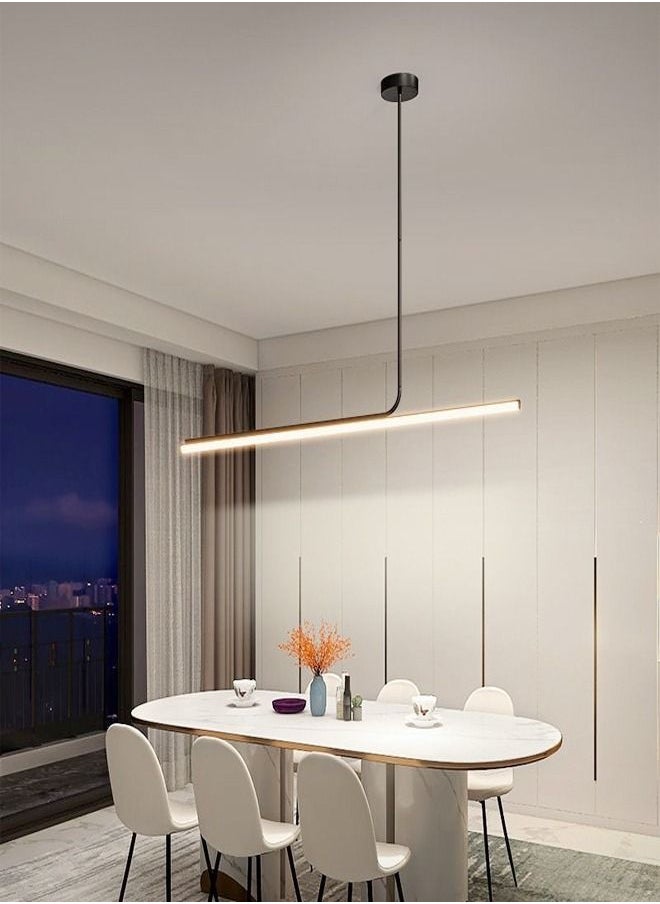 fashionhome - Modern Nordic Style 48W LED Three Colors Dimmable Golden Pendant Linear Chandelier Lightening for Dinning Room Bedroom Kitchen - Image 1