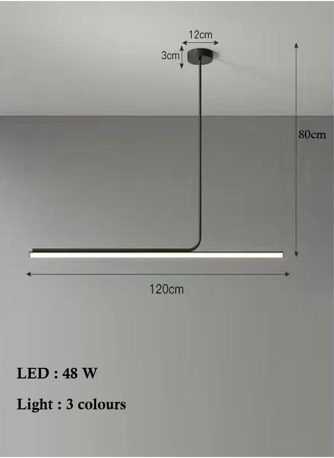 fashionhome - Modern Nordic Style 48W LED Three Colors Dimmable Golden Pendant Linear Chandelier Lightening for Dinning Room Bedroom Kitchen - Image 1