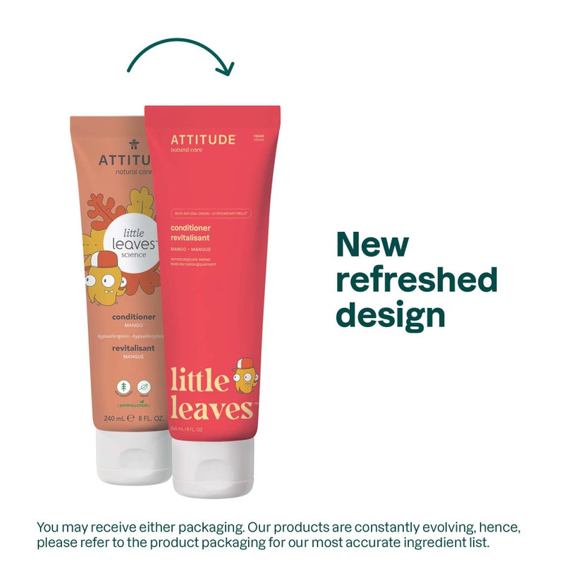 ATTITUDE Natural Conditioner for Kids, Hypoallergenic, Vegan, Plant- and Mineral-Based, Vegan and Cruelty-free, Mango, 8 Fl Oz (11118) - Image 2