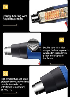 JCB CHIC Corded Electric Heat Gun, 1500W Heavy Duty Hot Air Gun, 2 Modes Adjustable For Paint Stripping, Shrink Wrapping, Bbq. Charcoal Heating, Soldering, Tube Bending, Protection.  - Image 5
