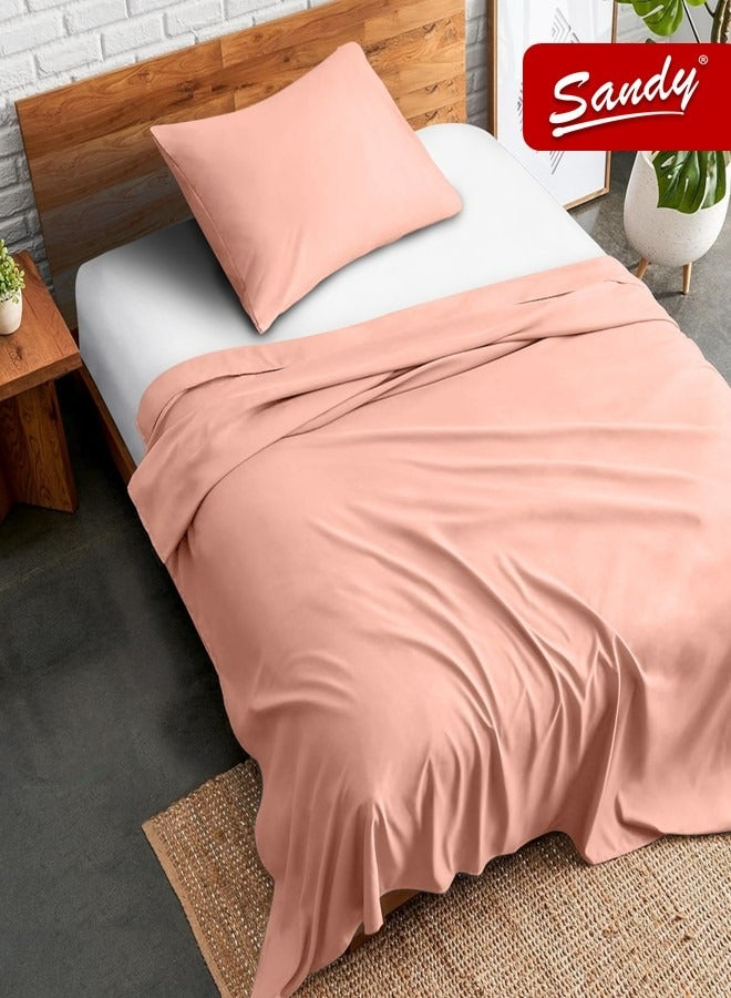 Sandy Premium Hotel Quality Flat Sheet and Pillow Case, Bed Sheet 2 Pieces Set, Soft & Breathable and Cooling, Extra Twin Size 243 x 167 cm, Cantaloupe - Image 1