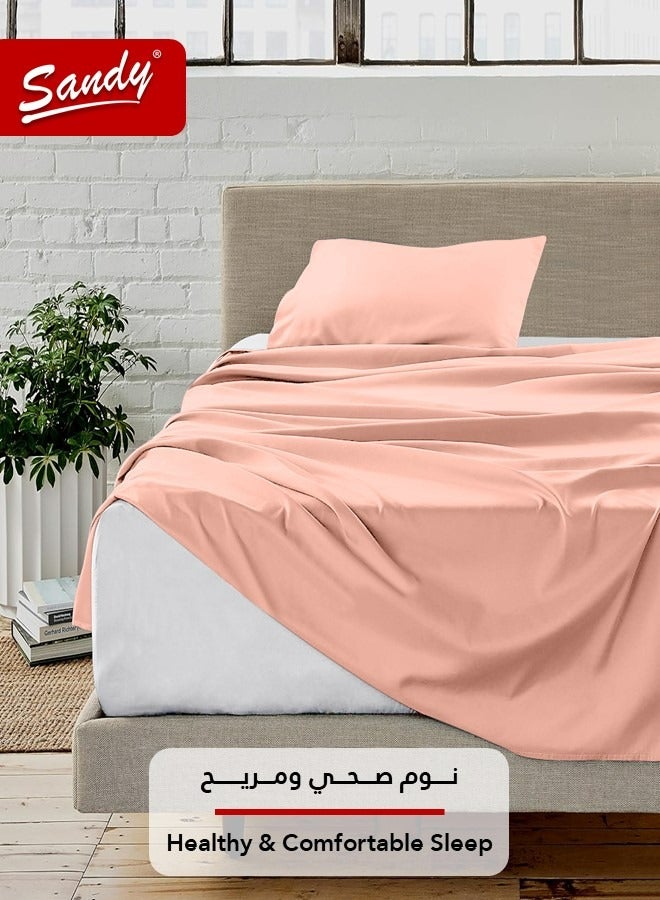 Sandy Premium Hotel Quality Flat Sheet and Pillow Case, Bed Sheet 2 Pieces Set, Soft & Breathable and Cooling, Extra Twin Size 243 x 167 cm, Cantaloupe - Image 2