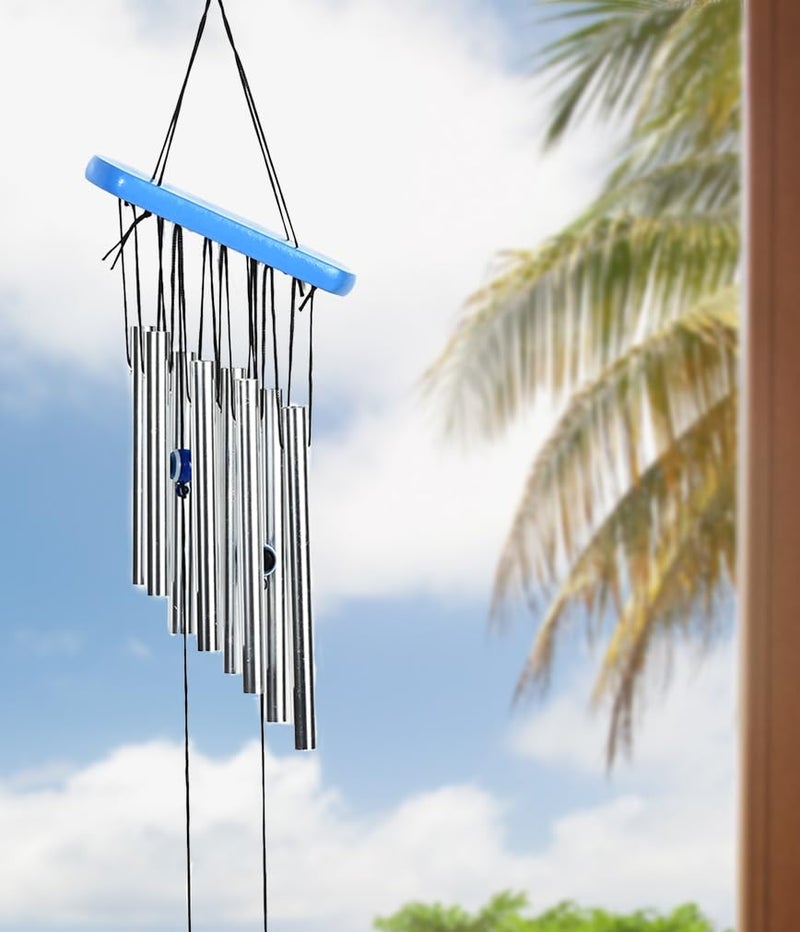 ZAICUS Metal Evil Eye Wind Chimes – Wind Chime for Home and Balcony – Feng Shui Hanging Décor for Positive Energy, Protection & Outdoor Decoration (8 Pipes) - Image 4