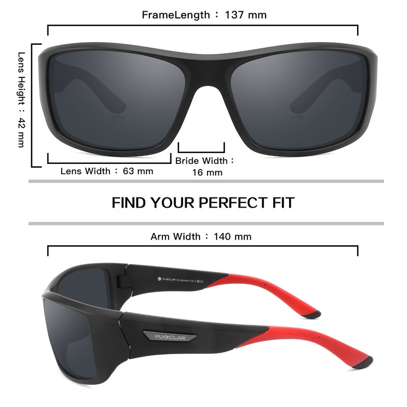 بوكيلار نظارات شمسية PUKCLAR للرجال والنساء مع عدسة مقطبة للاستخدام في الرياضة والجري وركوب الدراجات والصيد والقيادة والجولف إطار TR90 - Image 2