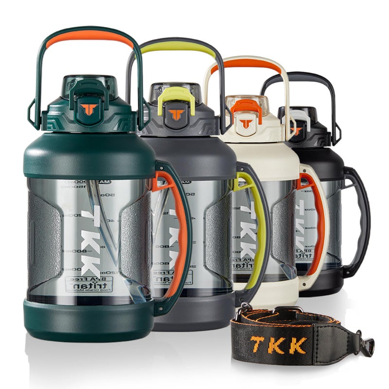 TKK Half Gallon Water Jug Sport Bottle with Straw 2 in 1 Lid Dishwasher Safe BPA Free Leakproof Large Capacity Tritan Plastic Bottle 1/2 Gallon 64oz Water Bottle for Gym Travel Camping Outdoor - Image 1