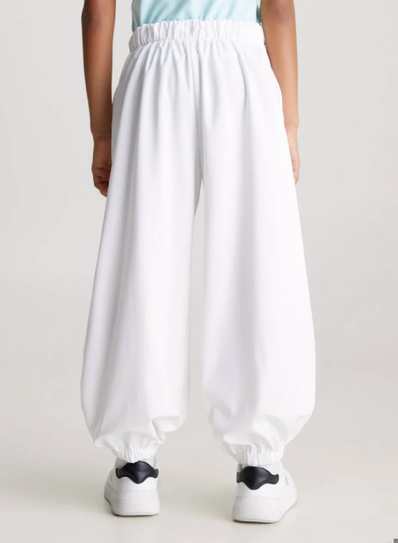 Calvin Klein Jeans Girls' Relaxed Parachute Joggers - soft stretch jersey, White