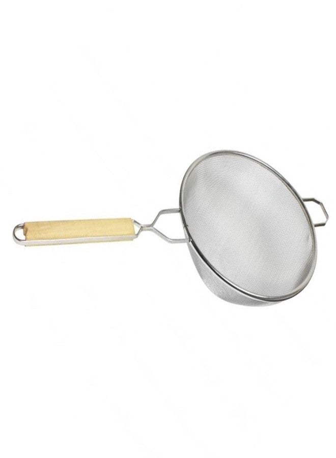 TrueCraftware- 10-Inch Single Medium Tin Mesh Strainer 13" Handle Length Wooden Handle- Kitchen Utensil Food Strainer Skimmer Spoon for Cooking Sieve Sifters Rice Quinoa Pasta Fruits Vegetable - Image 4