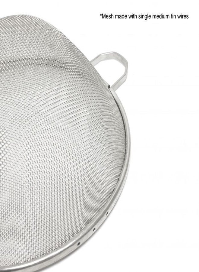 TrueCraftware- 10-Inch Single Medium Tin Mesh Strainer 13" Handle Length Wooden Handle- Kitchen Utensil Food Strainer Skimmer Spoon for Cooking Sieve Sifters Rice Quinoa Pasta Fruits Vegetable - Image 3