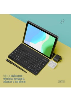 هيتز تابلت Z9910 بريميوم بشاشة 10.1 بوصة، أزرق، ذاكرة وصول عشوائي (RAM) سعة 4 جيجابايت، وذاكرة قراءة فقط (ROM) سعة 128 جيجابايت، مع بطارية 6850 مللي أمبير/ساعة ولوحة مفاتيح لاسلكية  - Image 1