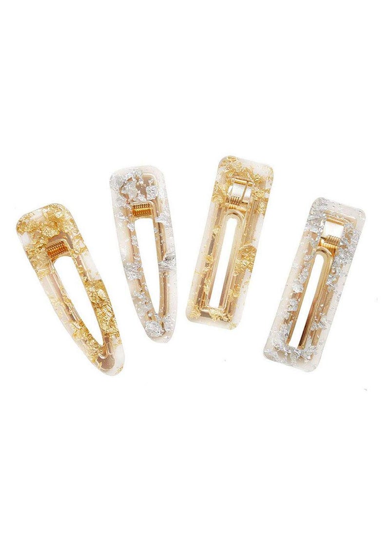 Suoirblss 4CS Women Ladies Sweet Duckbill Clamps Hair Clips Acrylic Resin Hair Barrettes Fashion Geometric Alligator Hair Pins Hair Accessories A 