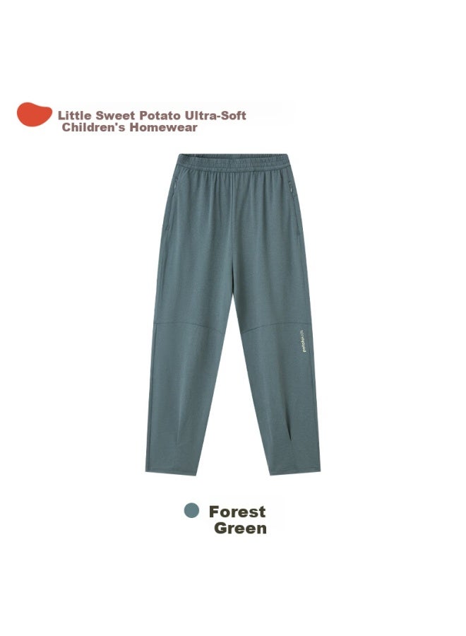 Potatokids Thin Lightweight Long Pants Spring Summer New Breathable Cool Sports Pants Forest Green 150 - Image 4